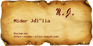 Mider Júlia névjegykártya